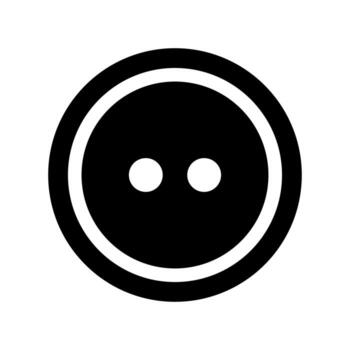 A simple black and white image of a button with two holes and a concentric circle border vector