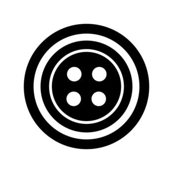 A black and white button. Concentric circles surround a center with four dots vector