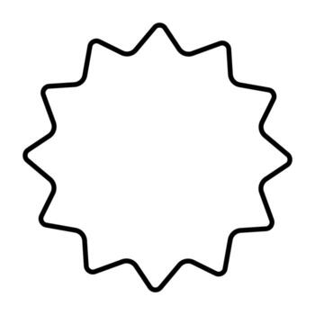 An outline of a twenty-pointed star with a rounded, zig-zag edge, on a white background vector