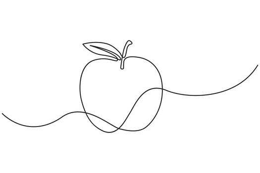 Abstract apple line art drawing minimal continuous sketch illustration vector