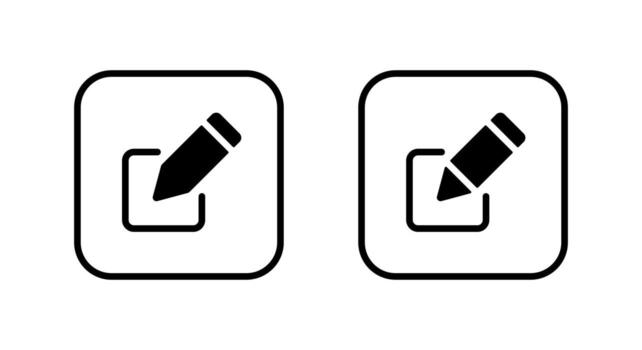 editar lápiz icono. escribir y componer símbolo en cuadrado contorno vector
