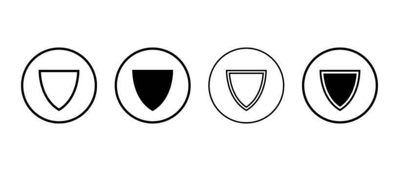 Security shield icon in circular outline. Safety and protection symbol vector