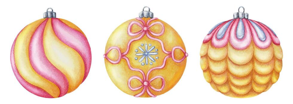 Colorful decorative Christmas ornaments vector