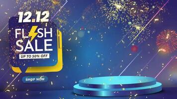 flash sale discount wtih 3d podium for product showcase with glitter and sparkle effect video