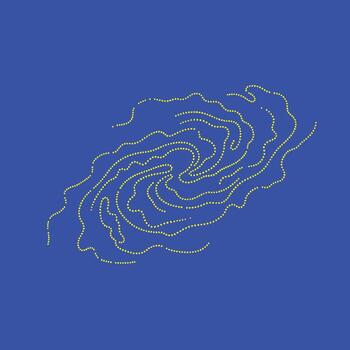 Abstract dotted line pattern resembling a topographic map on a vibrant blue with flowing contours and dynamic movement vector