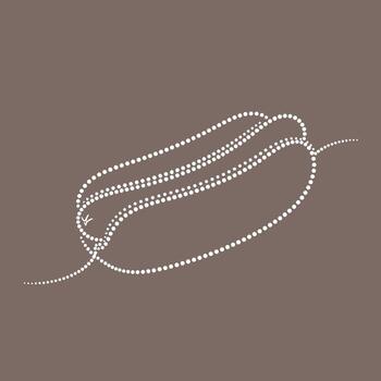 Abstract dotted line pattern forming an oval shape on a muted brown with flowing curves and dynamic movement vector