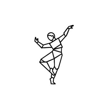 Minimalist Line Drawing of a Person Dancing in a Dynamic Pose with Outstretched Arms and One Leg Raised vector
