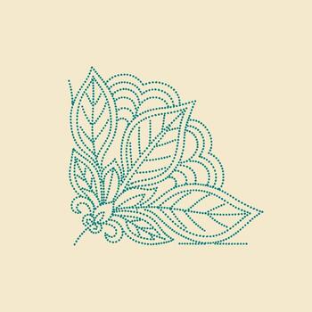 Elegant decorative pattern featuring intricate leaf and swirl motifs in a dotted line style on a neutral vector