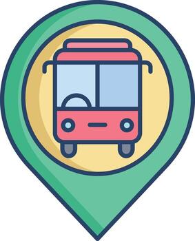 bus stop location map linear color icon design vector