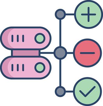 database modification linear color icon design vector