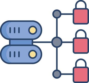 database Locks linear color icon vector