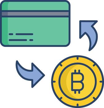 bitcoin to credit card exchange linear color icon design vector