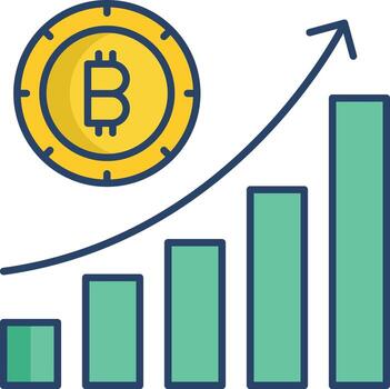 bitcoin graph up linear color icon design vector