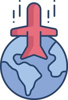 globe flight linear color icon design vector