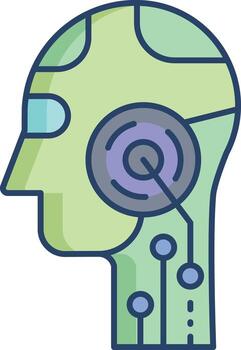 robot head linear color icon design vector