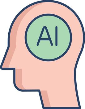 ai head linear color icon design vector