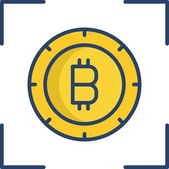 bitcoin focus linear color icon design vector