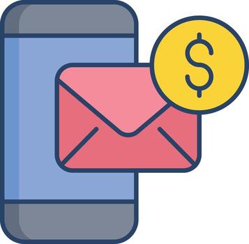 mobile receive payment linear color icon design vector