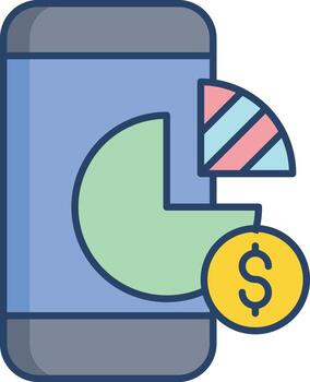 bitcoin pie chart linear color icon design vector