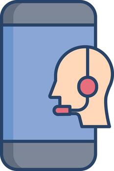 móvil tecnología apoyo lineal color icono diseño vector