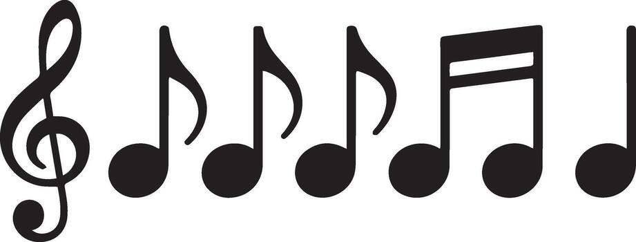 Musical Notation with Treble Clef and Various Note Values, Isolated on White vector