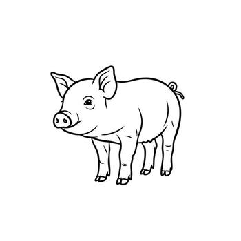 Cute cartoon-style pig standing on a plain with a friendly expression and detailed features vector