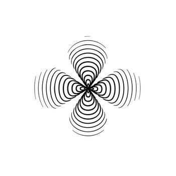 resumen negro y blanco concéntrico ola modelo formando un simétrico similar a una flor diseño en un llanura vector
