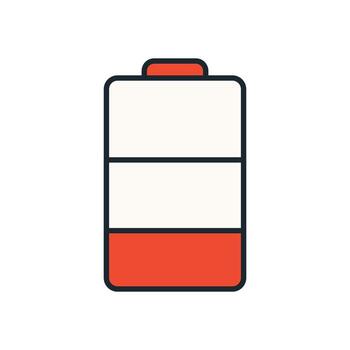 Illustration of Low Charge Battery in Red for Energy Status and Tech Apps vector