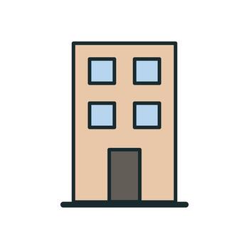 sencillo alto casa o comercial edificio ilustración con rectangular forma y simétrico ventanas vector