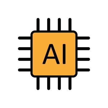 Artificial Intelligence Orange Microchip Symbol for Robotics, Computing, and Neural Networks vector