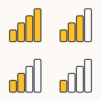 móvil red señal fuerza íconos desde bajo a lleno barras en mínimo estilo vector