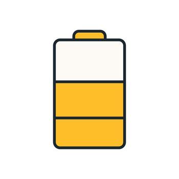 Icon of Partially Charged Battery for Apps, Power Management, and Device Interface vector