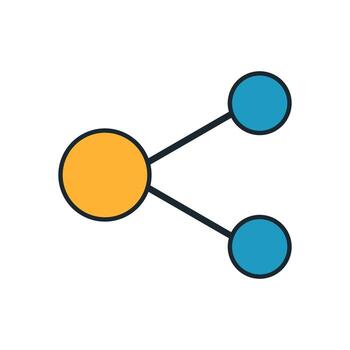 Social media sharing icon with geometric linked nodes in vibrant yellow and cyan colors vector