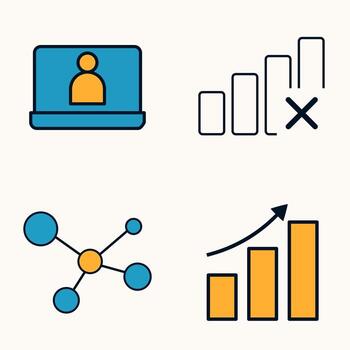 tecnología y datos visualización íconos llamada No señal red nodos y analítica vector