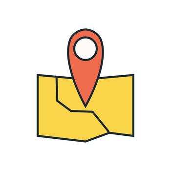 map icon with red marker and simplified angular street pattern vector