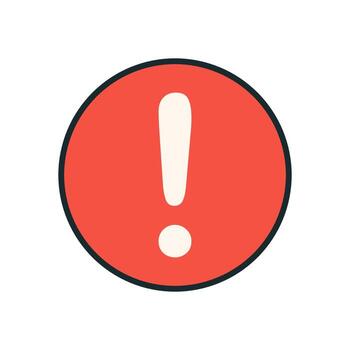 Illustration of Warning Icon with Exclamation Mark Inside Bright Red Circle Used for Danger Alerts vector