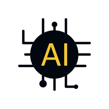 minimalista ai pastilla ilustración con futurista tecnología diseño en negro y amarillo vector