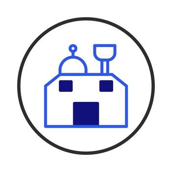 un edificio silueta icono representando estructura construcción con redondeado caracteristicas y circular vector