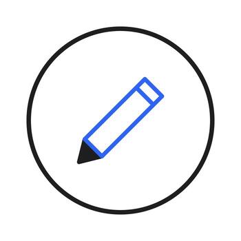 A creative minimalist representation of a writing instrument encased within a circular frame for vector