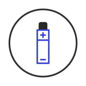 A minimalist graphic depicting a battery within a circular frame suggests renewable power and vector
