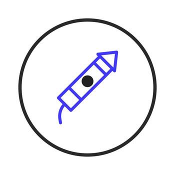 A minimalist icon depicting a festive rocket in a simple circular frame presents joy and celebration vector