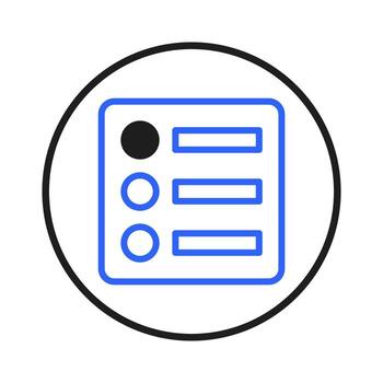 un minimalista interfaz icono vitrinas un Lista de Verificación formato dentro un circular frontera ofrecimiento sencillo vector