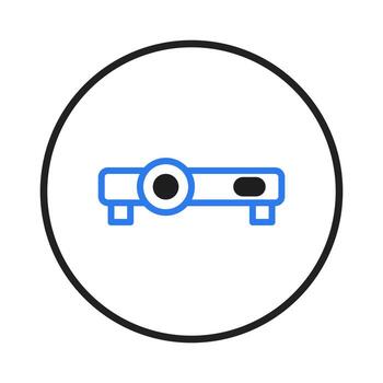 un minimalista proyector ilustración dentro un circulo transporte comunicación y presentación vector