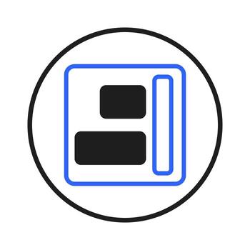 Abstract layout design icon symbolizing content organization with contrasting elements and vector