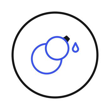 Abstract line drawing illustrating a dripping sphere enclosed within a circular frame enhancing vector