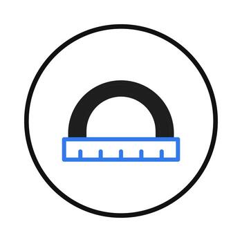 Abstract minimalist representation of semicircular protractor inside a circular border for vector