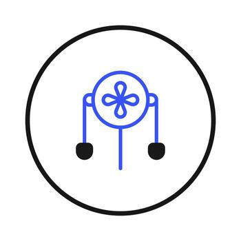 Abstract representation of a mechanical device inside a circle offering a clean futuristic vector