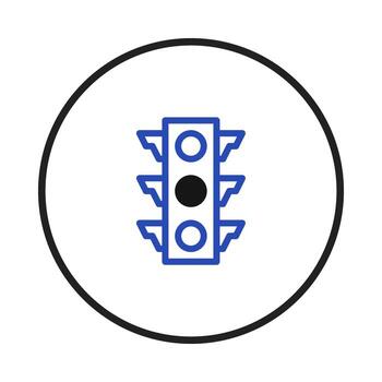 Abstract traffic light symbol within a circle represents safety and directional guidance for vector