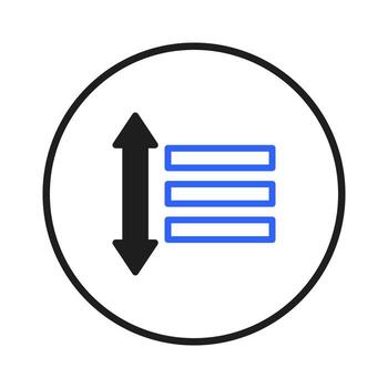 arreglo clasificación gráfico icono ilustrando lista arreglo arriba y abajo en un circular diseño vector