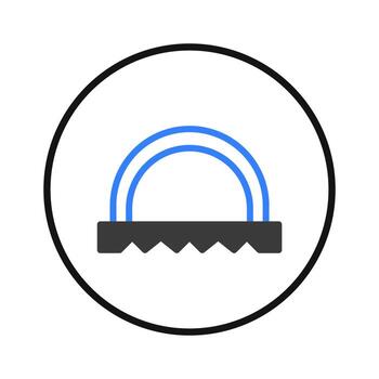 Arcuate structure with toothed base inside circle showcasing architectural or engineering design vector